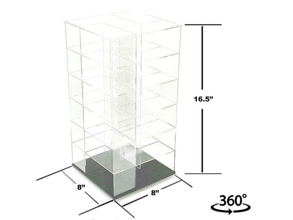 Acrylitower Showcase Large 24 Car Display Desktop Spinner with Cover Clear "Mijo Exclusives" for 1/64 Scale Models view 2