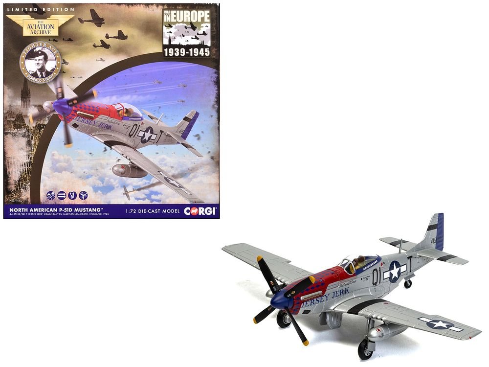 North American P-51D Mustang Aircraft "Jersey Jerk 361st Fighter Squadron Martlesham Heath" United States Army Air Forces "The Aviation Archive" Series 1/72 Diecast Model by Corgi