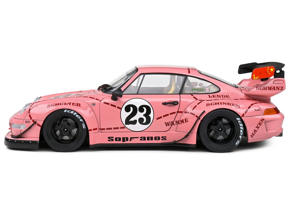 2020 RWB Bodykit #23 "Pink Pig" Pink with Graphics 1/18 Diecast Model Car by Solido view 3