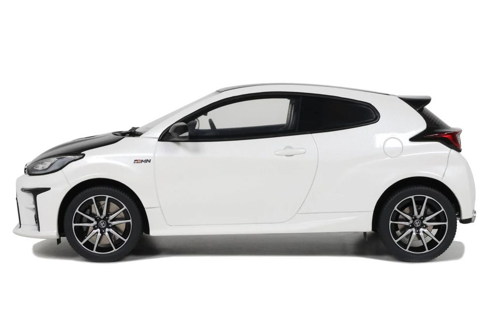 2022 Toyota GRMN Yaris RHD (Right Hand Drive) Platinum White Pearl with Black Hood and Top Limited Edition to 999 pieces Worldwide 1/18 Model Car by Otto Mobile view 3