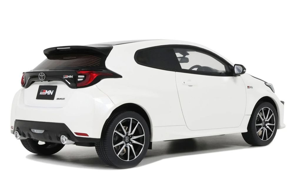 2022 Toyota GRMN Yaris RHD (Right Hand Drive) Platinum White Pearl with Black Hood and Top Limited Edition to 999 pieces Worldwide 1/18 Model Car by Otto Mobile view 4