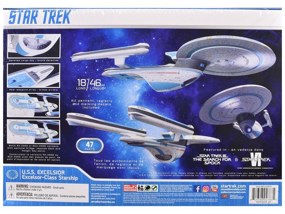 Skill 2 Model Kit U.S.S. Excelsior NX-2000 Space Ship "Star Trek III: The Search for Spock" (1984) Movie 1/1000 Scale Model by AMT view 4