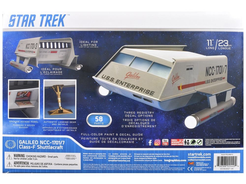 Skill 2 Model Kit Galileo Shuttlecraft "Star Trek: The Original Series" (1966-1968) TV Series 1/32 Scale Model by Polar Lights view 4