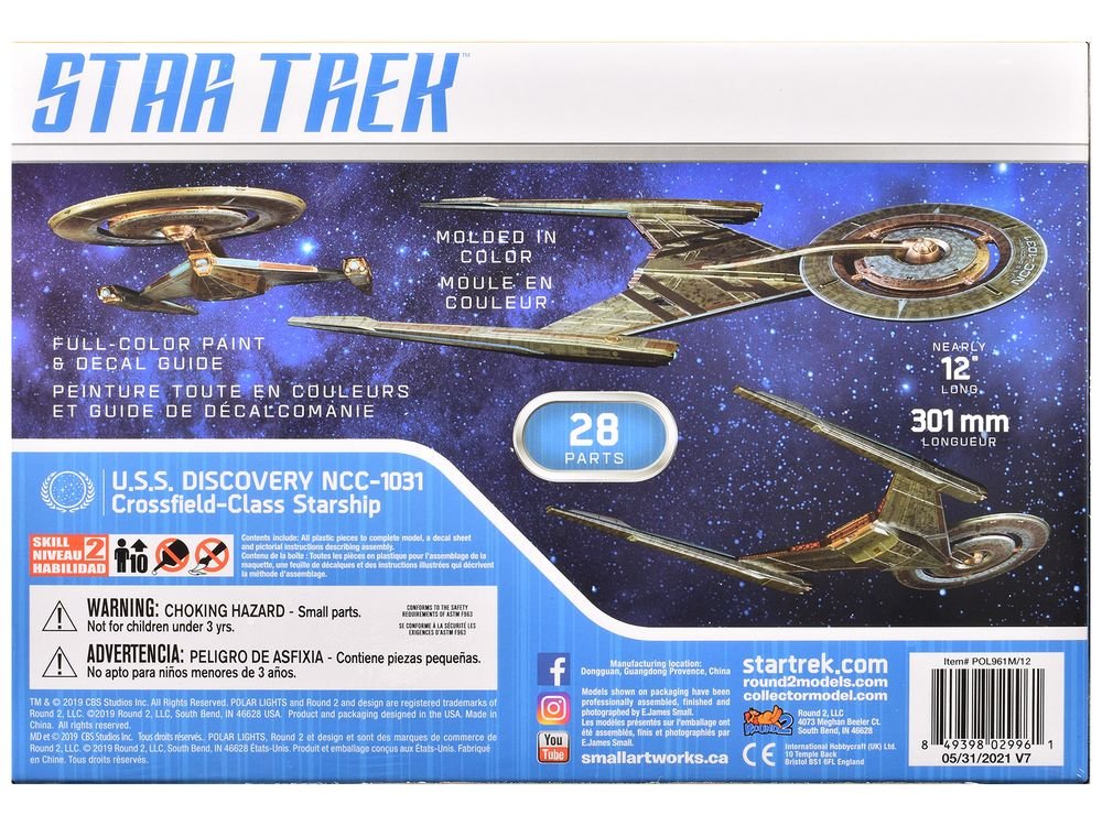 Skill 2 Snap Model Kit U.S.S. Discovery NCC-1031 Spacecraft "Star Trek: Discovery" (2017-2024) TV Series 1/2500 Scale Model by Polar Lights view 4