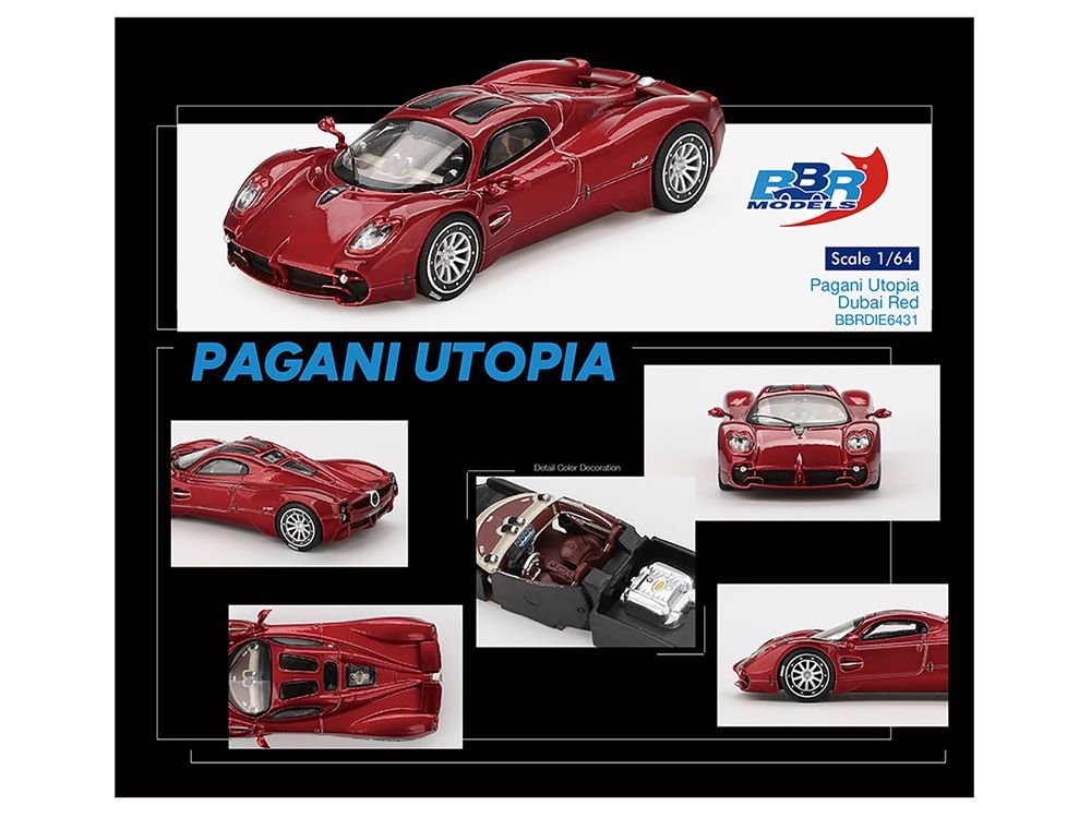 Pagani Utopia Dubai Red 1/64 Diecast Model Car by BBR view 3