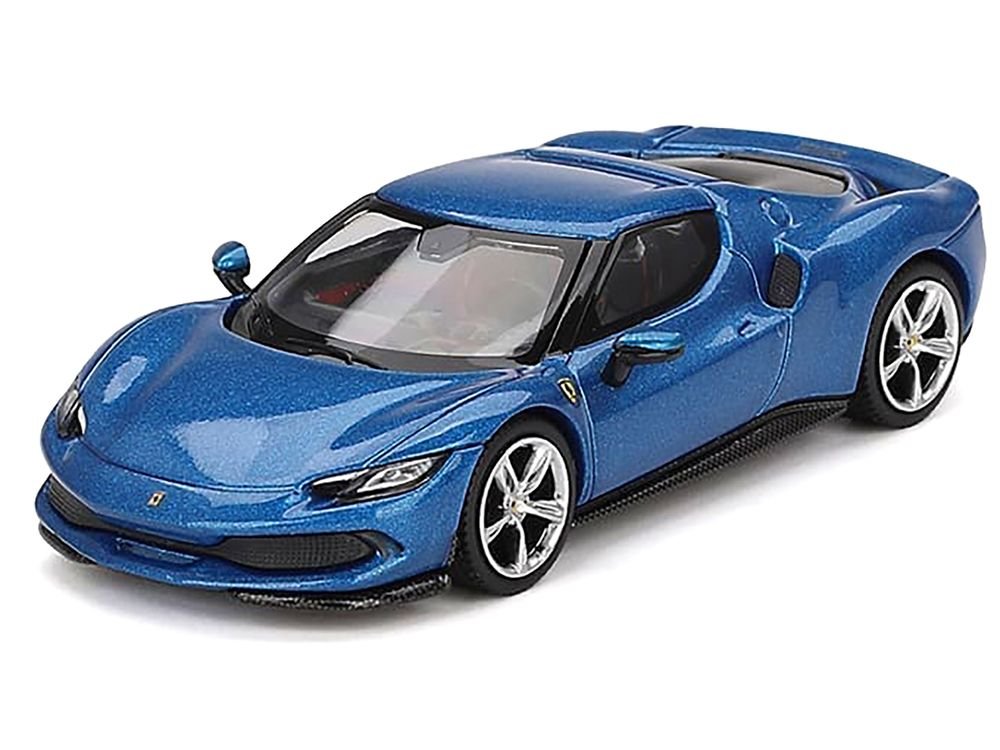 Ferrari 296 GTB Blue Corsa 1/64 Diecast Model Car by BBR view 2
