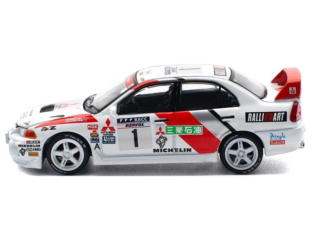 Mitsubishi Lancer Evolution IV RHD (Right Hand Drive) #1 Tommi Makinen - Seppo Harjanne Winner "Rally de Catalunya" (1997) 1/64 Diecast Model Car by Pop Race view 3