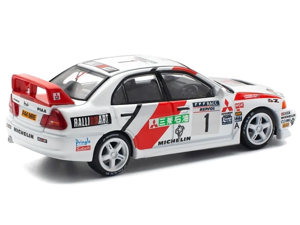 Mitsubishi Lancer Evolution IV RHD (Right Hand Drive) #1 Tommi Makinen - Seppo Harjanne Winner "Rally de Catalunya" (1997) 1/64 Diecast Model Car by Pop Race view 4