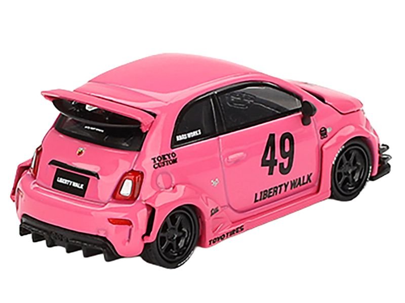 ABARTH 595 #49 "LB-Works x Abas Works" Pink Limited Edition 1/64 Diecast Model Car by Mini GT view 3