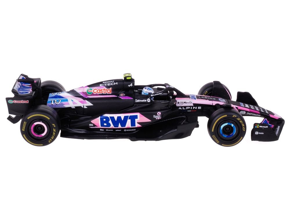 Alpine A524 #10 Pierre Gasly "BWT" "Formula One F1 World Championship" (2024) with Driver Figure and Display Case "Race" Series 1/43 Diecast Model Car by Bburago view 2