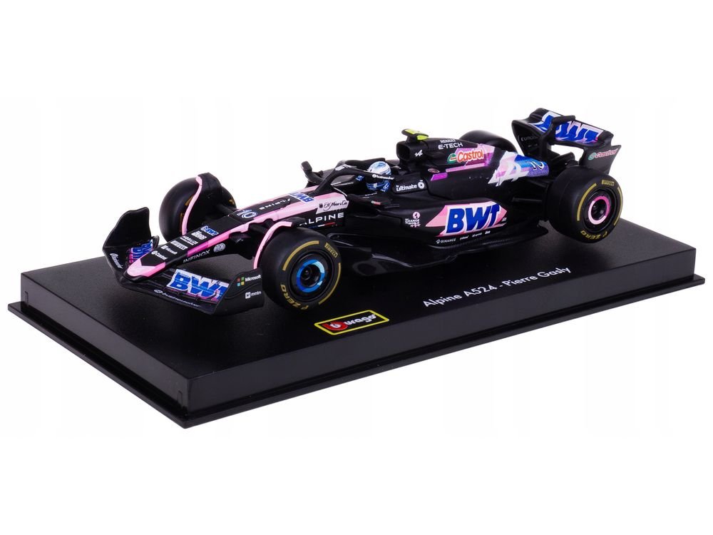 Alpine A524 #10 Pierre Gasly "BWT" "Formula One F1 World Championship" (2024) with Driver Figure and Display Case "Race" Series 1/43 Diecast Model Car by Bburago view 4