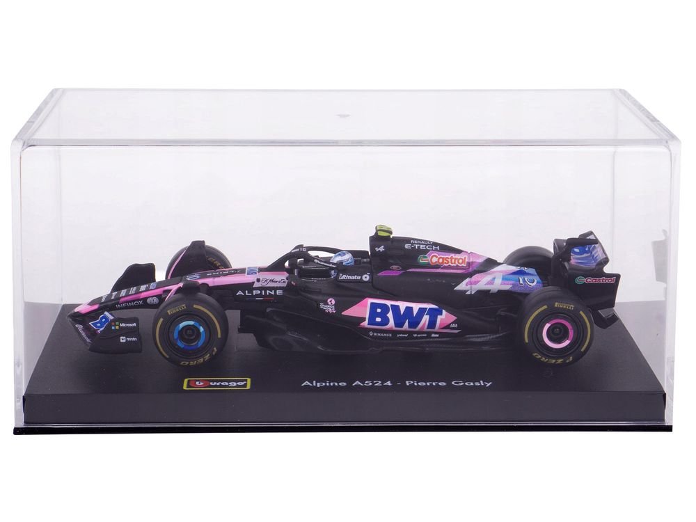 Alpine A524 #10 Pierre Gasly "BWT" "Formula One F1 World Championship" (2024) with Driver Figure and Display Case "Race" Series 1/43 Diecast Model Car by Bburago view 5