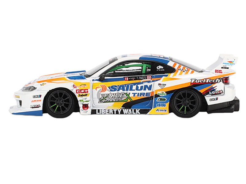 Nissan "LB-Super Silhouette" S15 SILVIA RHD (Right Hand Drive) #555 Yukio Fausto "Formula Drift Japan" (2023) Limited Edition 1/64 Diecast Model Car by Mini GT view 2