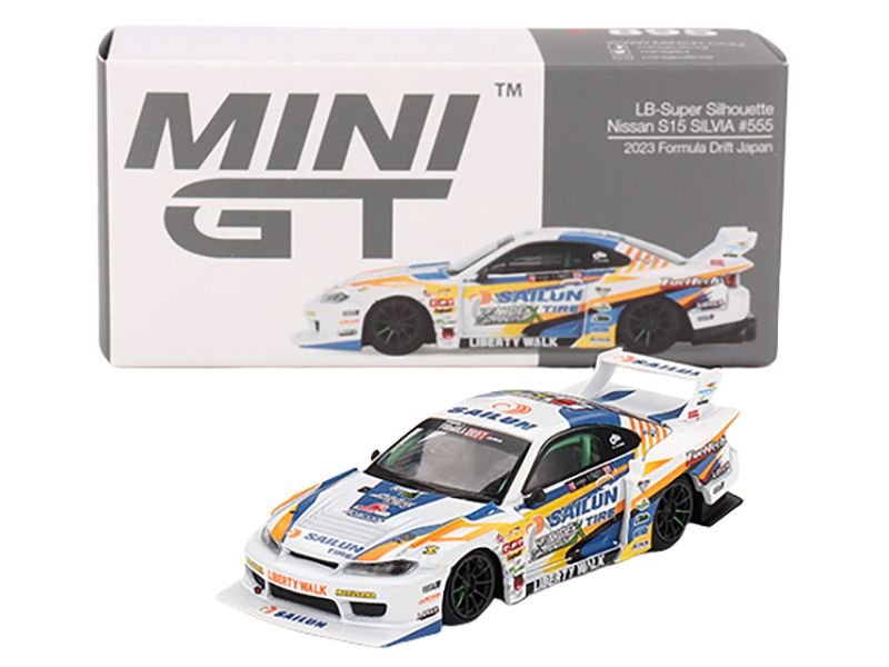 Nissan "LB-Super Silhouette" S15 SILVIA RHD (Right Hand Drive) #555 Yukio Fausto "Formula Drift Japan" (2023) Limited Edition 1/64 Diecast Model Car by Mini GT view 4