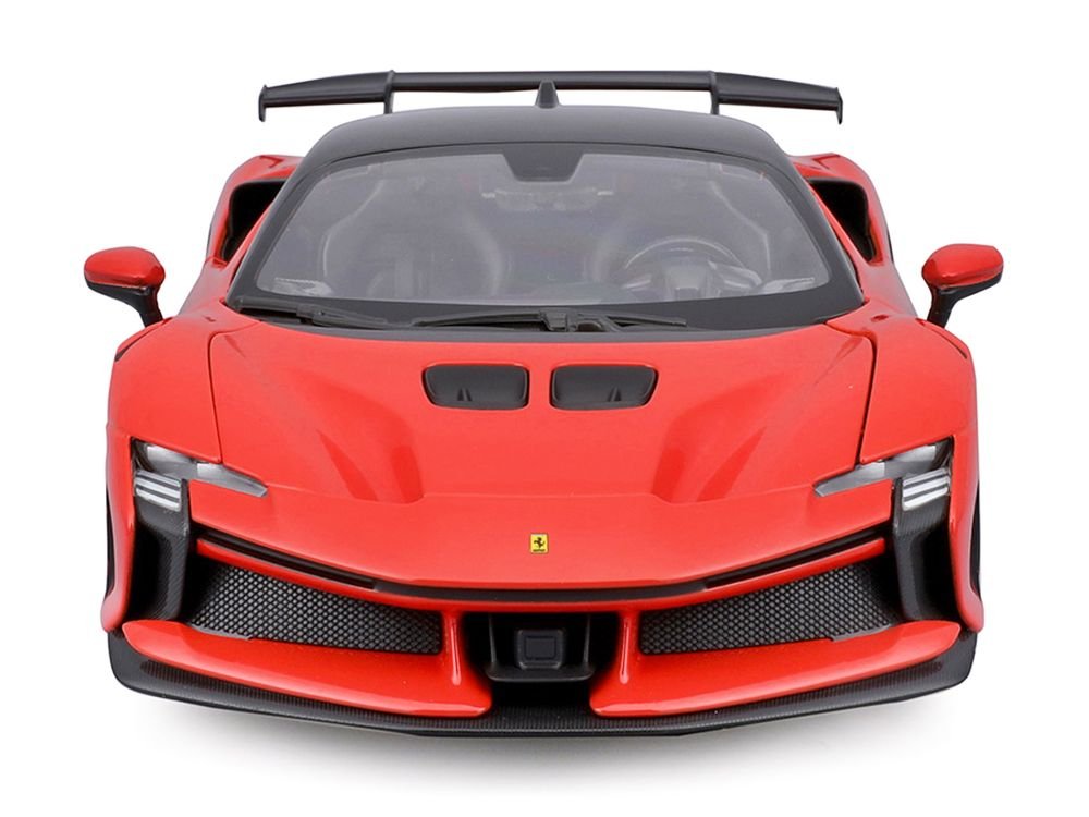 Ferrari SF90 XX Stradale Red with Black Top "Race + Play" Series 1/18 Diecast Model Car by Bburago view 3
