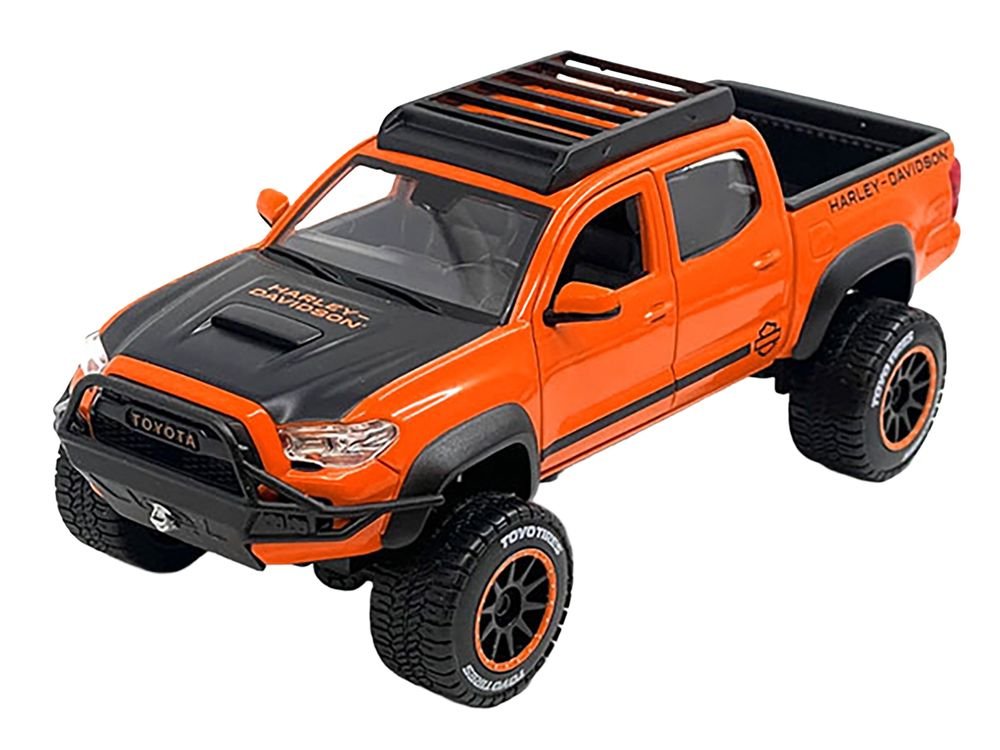 2023 Toyota Tacoma TRD Pro Pickup Truck "Harley Davidson" Orange and Black with Roof Rack "H-D Custom" Series 1/24 Diecast Model Car by Maisto view 2