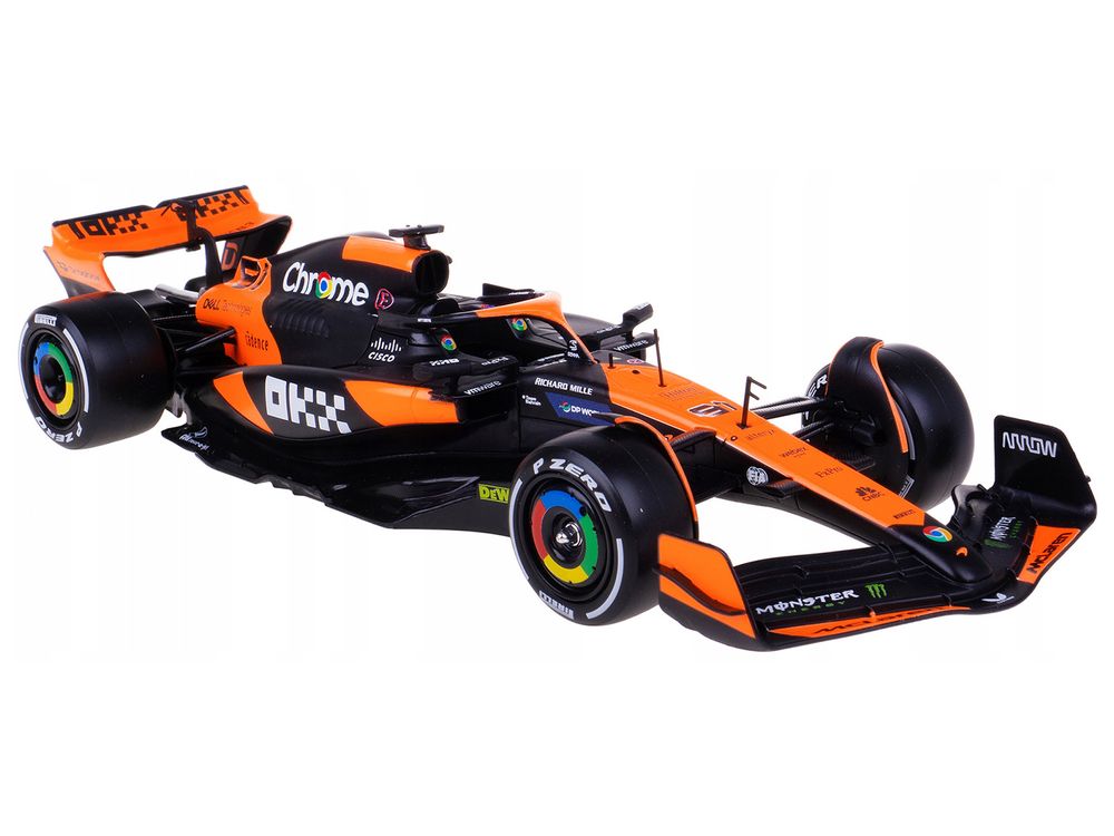 McLaren MCL38 #81 Oscar Piastri "OKX" Formula One F1 "Miami GP" (2024) with Driver Figure "Race" Series 1/24 Diecast Model Car by Bburago view 3