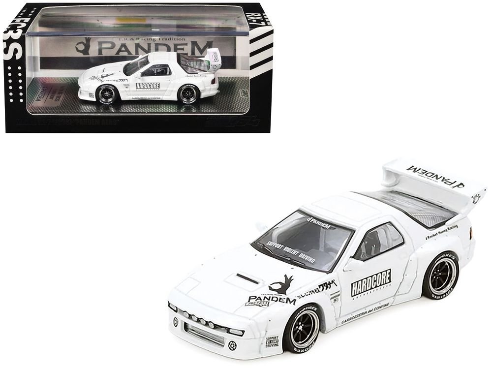 Mazda RX7 (FC3S) "Pandem Aero" Widebody Kit White with Graphics 1/64 Diecast Model Car by Inno Models