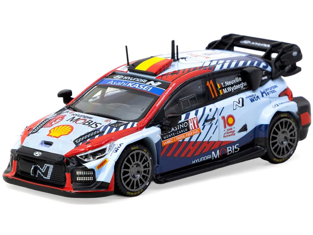 Hyundai i20 N Rally1 Hybrid #11 Thierry Neuville - Martijn Wydaeghe Winner "Rallye Monte-Carlo" (2024) "Hobby64" Series 1/64 Diecast Model by Tarmac Works view 2