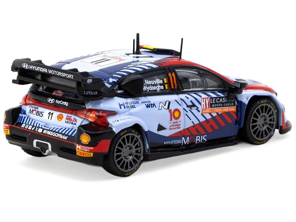 Hyundai i20 N Rally1 Hybrid #11 Thierry Neuville - Martijn Wydaeghe Winner "Rallye Monte-Carlo" (2024) "Hobby64" Series 1/64 Diecast Model by Tarmac Works view 3