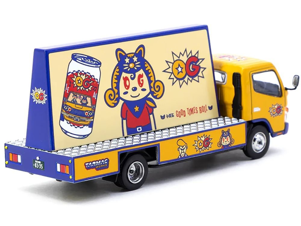 Mitsubishi Fuso Canter Mobile Ad Truck RHD (Right Hand Drive) "OG Beer" Yellow with Graphics "Truck64" Series 1/64 Diecast Model Car by Tarmac Works view 2