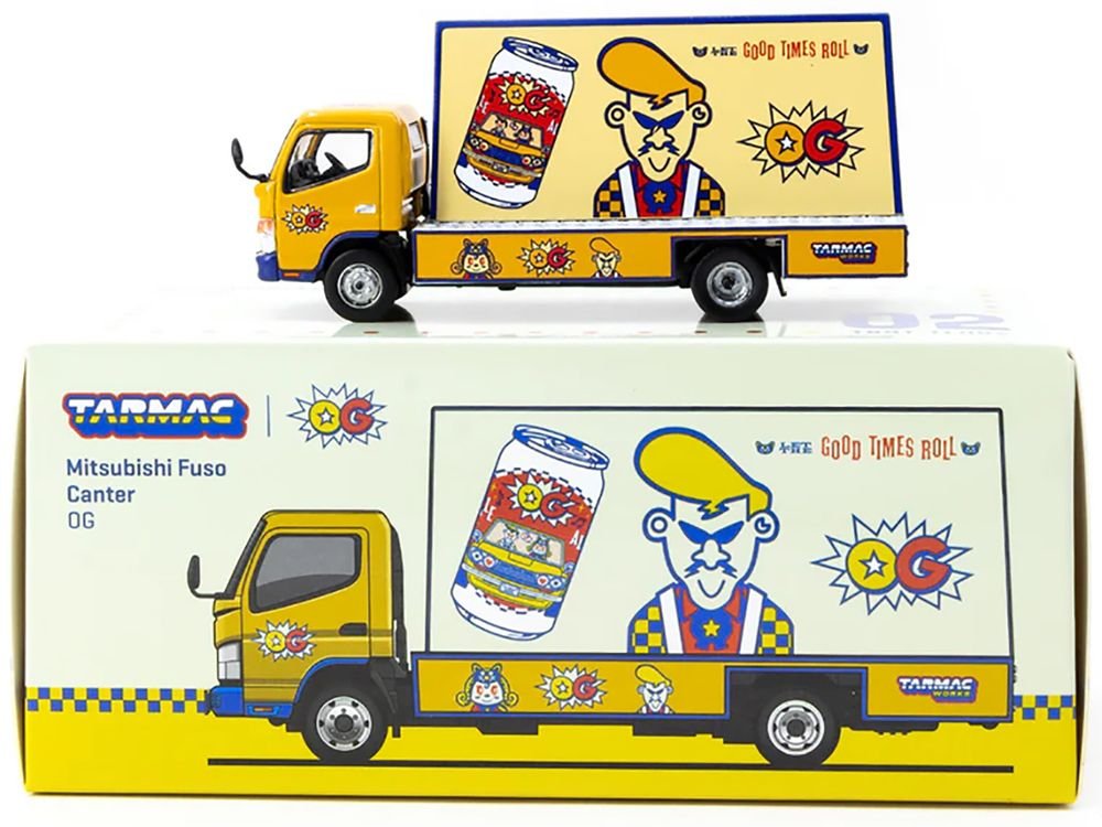 Mitsubishi Fuso Canter Mobile Ad Truck RHD (Right Hand Drive) "OG Beer" Yellow with Graphics "Truck64" Series 1/64 Diecast Model Car by Tarmac Works view 3