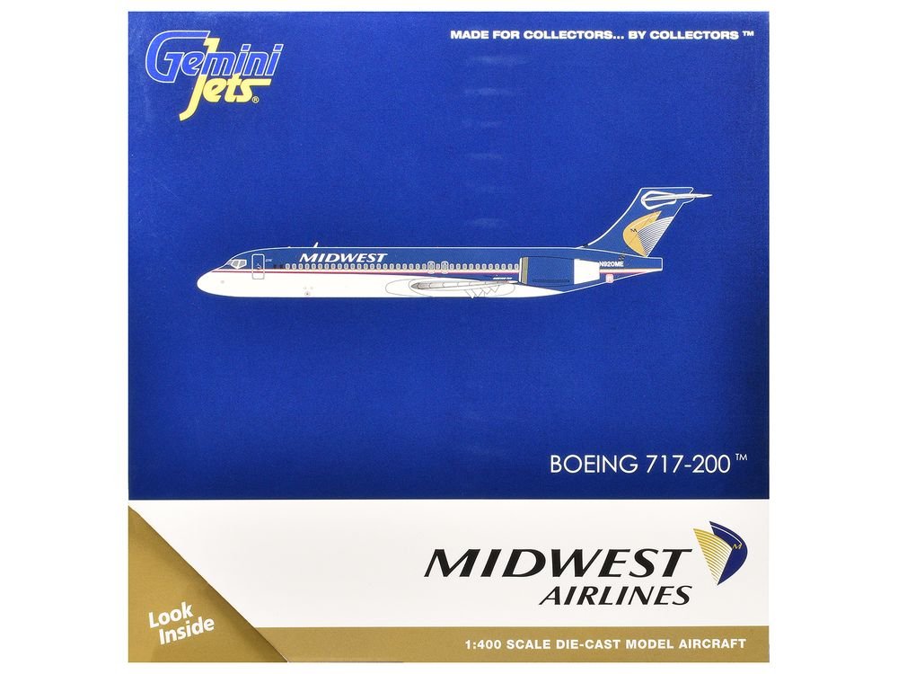 Boeing 717-200 Commercial Aircraft "Midwest Airlines" (N920ME) Blue and White 1/400 Diecast Model Airplane by GeminiJets view 3