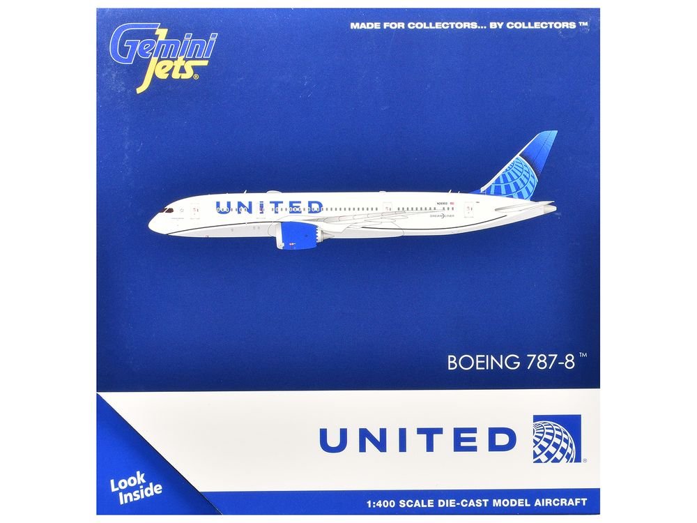 Boeing 787-8 Commercial Aircraft "United Airlines" (N26902) White with Blue Tail 1/400 Diecast Model Airplane by GeminiJets view 3