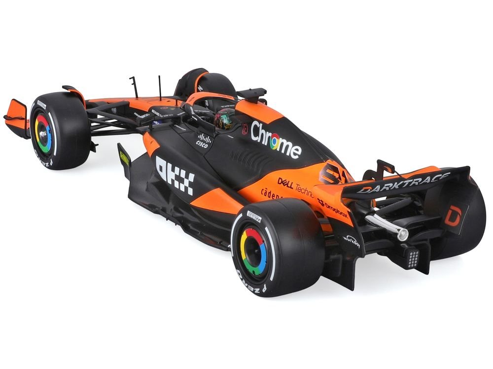 McLaren MCL38 #81 Oscar Piastri "OKX" Formula One F1 "Miami GP" (2024) with Display Case 1/24 Diecast Model Car by Bburago view 3