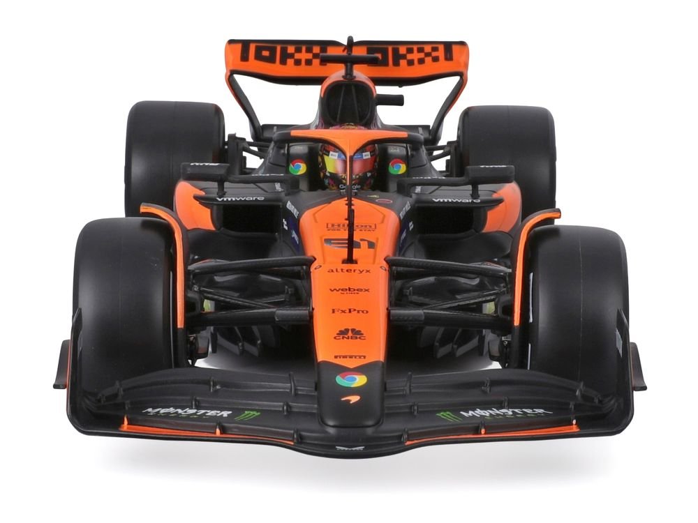 McLaren MCL38 #81 Oscar Piastri "OKX" Formula One F1 "Miami GP" (2024) with Display Case 1/24 Diecast Model Car by Bburago view 4