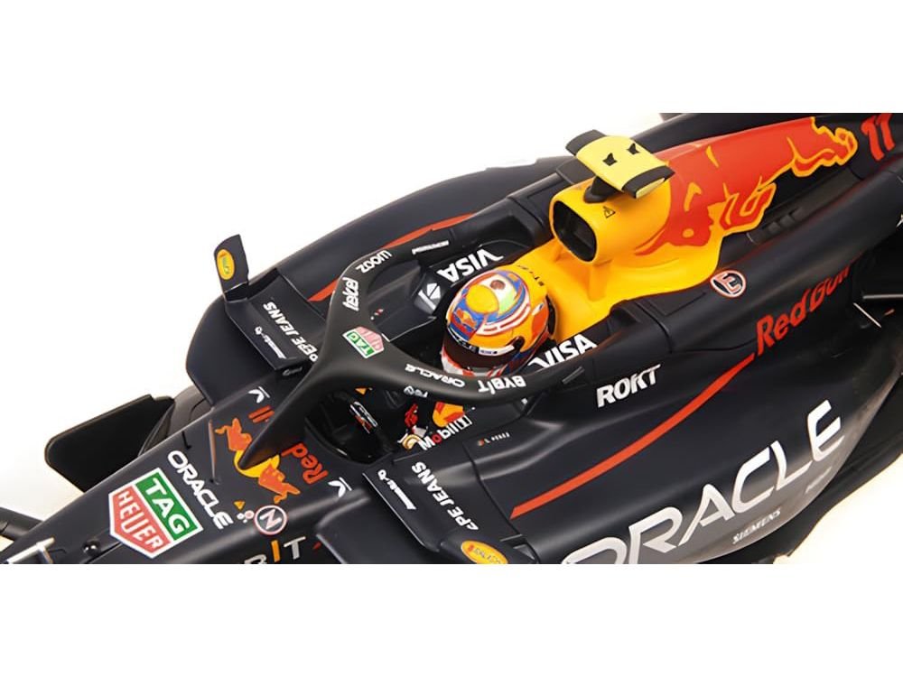 Red Bull Racing RB20 #11 Sergio Perez "Oracle" 2nd Place F1 Formula One "Bahrain GP" (2024) with Driver Limited Edition to 180 pieces Worldwide 1/18 Diecast Model Car by Minichamps view 2