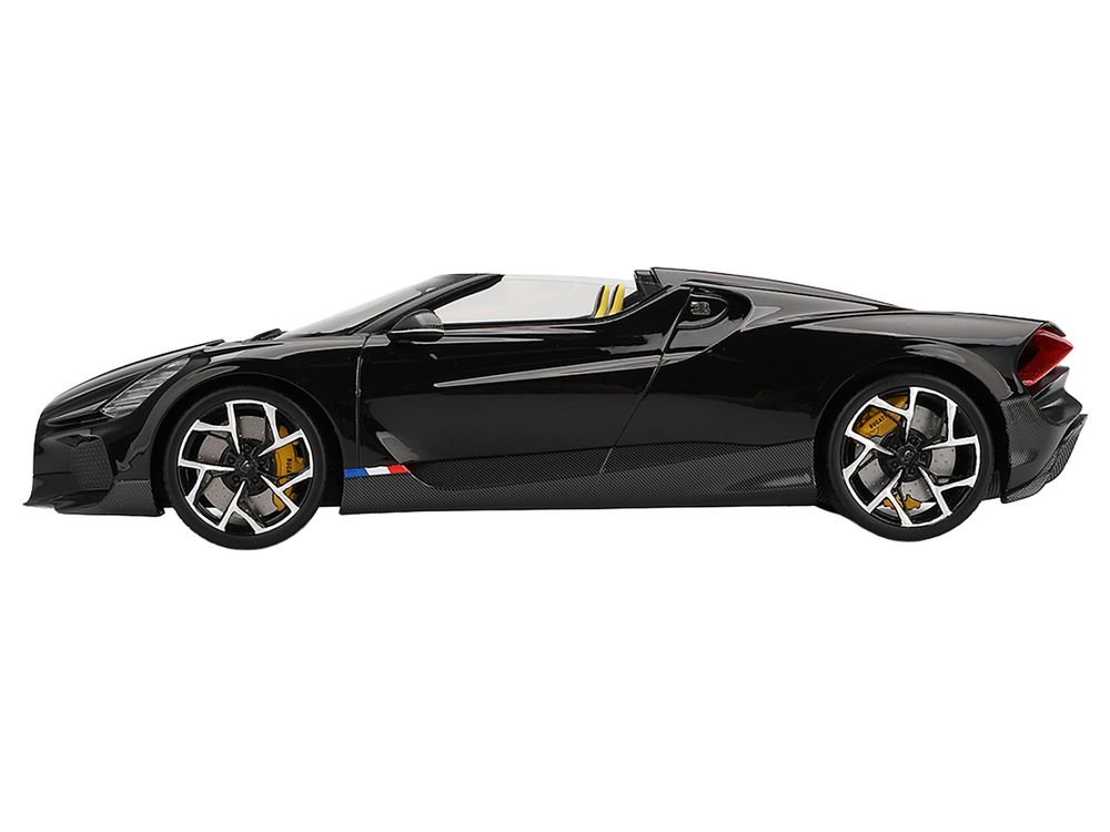 Bugatti W16 Mistral Black with Yellow Interior 1/18 Model Car by Top Speed view 3