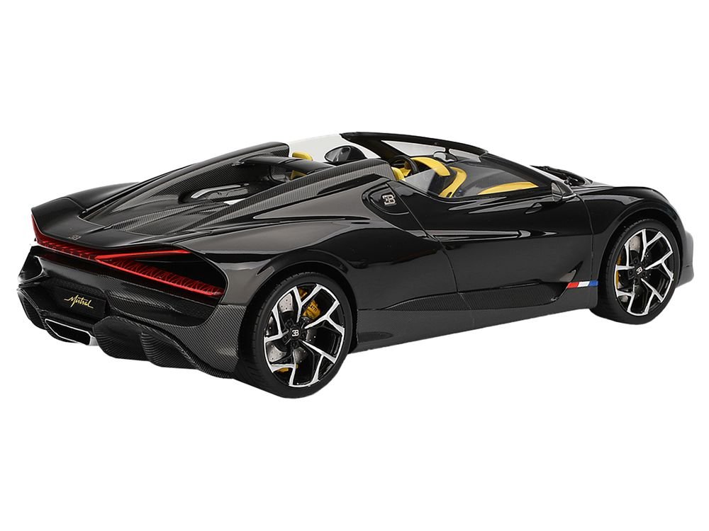 Bugatti W16 Mistral Black with Yellow Interior 1/18 Model Car by Top Speed view 4
