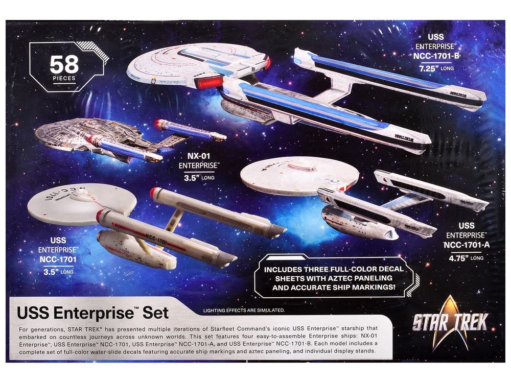 Skill 2 Model Kit U.S.S. Enterprise Four Ship Set "Star Trek" 1/2500 Scale Model by AMT view 4