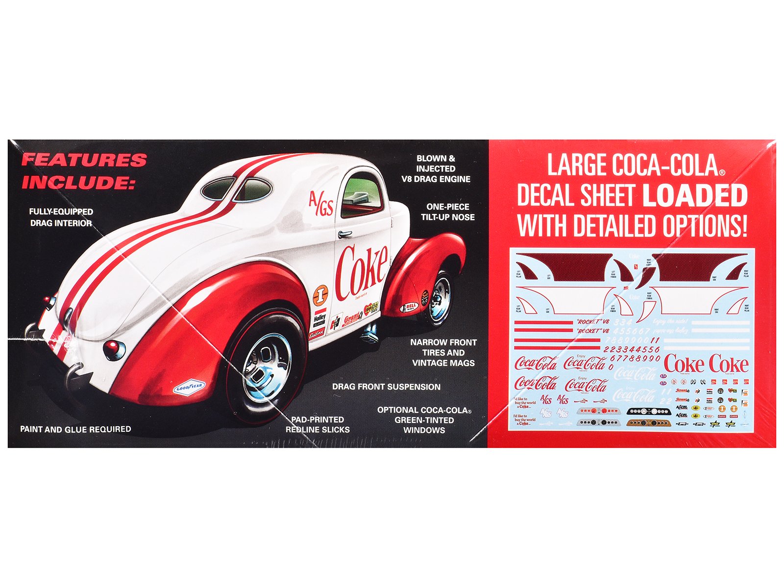 Skill 2 Model Kit 1940 Willys Coupe "Coca-Cola Race Team" 1/25 Scale Model by AMT view 2