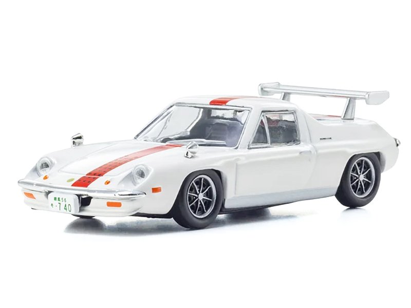 Lotus Europa RHD (Right Hand Drive) White with Red Stripe "The Circuit Wolf" Manga 1/64 Diecast Model Car by Kyosho view 2