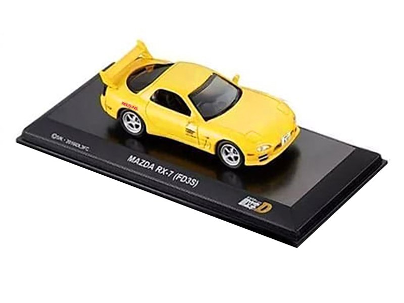 Mazda RX-7 (FD3S) RHD (Right Hand Drive) Yellow "Initial D" Manga 1/64 Diecast Model Car by Kyosho view 2