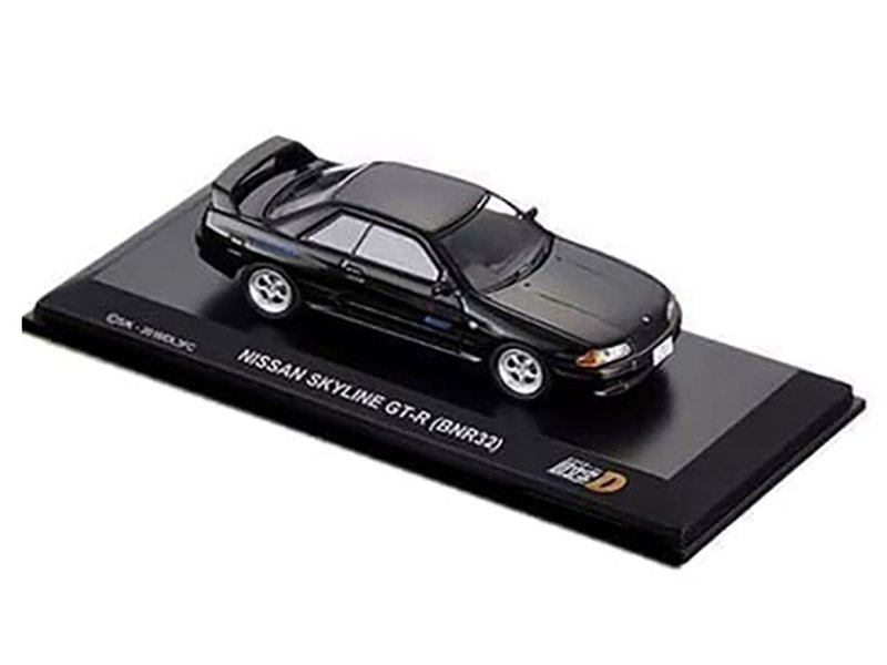 Nissan Skyline GT-R (BNR32) RHD (Right Hand Drive) Black "Initial D" Manga 1/64 Diecast Model Car by Kyosho view 2