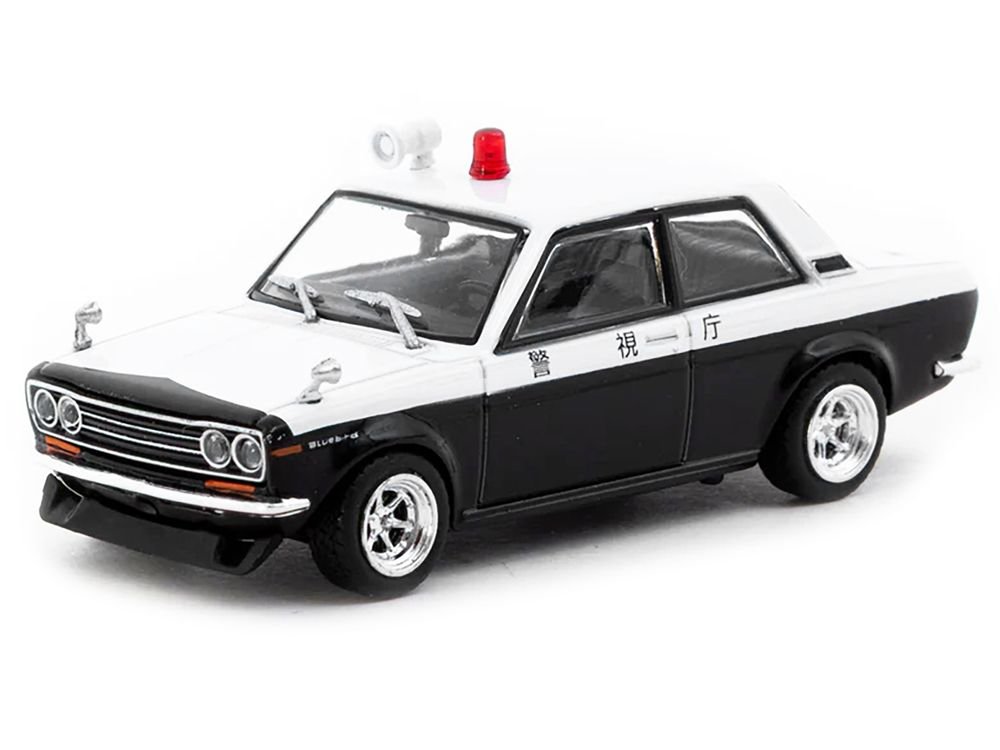 Datsun 510 "Japanese Police" Black and White "Road64" Series 1/64 Diecast Model Car by Tarmac Works view 2