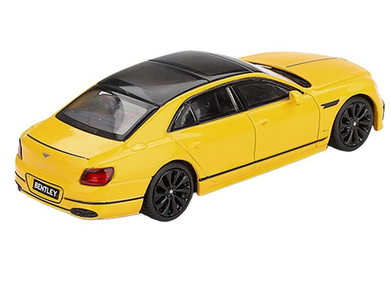 Bentley Flying Spur Monaco Yellow with Black Top Limited Edition 1/64 Diecast Model Car by Mini GT view 3