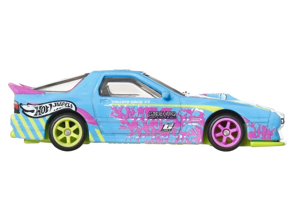 Mazda RX7 FC PANDEM Blue with Graphics "Silhouettes" Series Diecast Model Car by Hot Wheels view 2