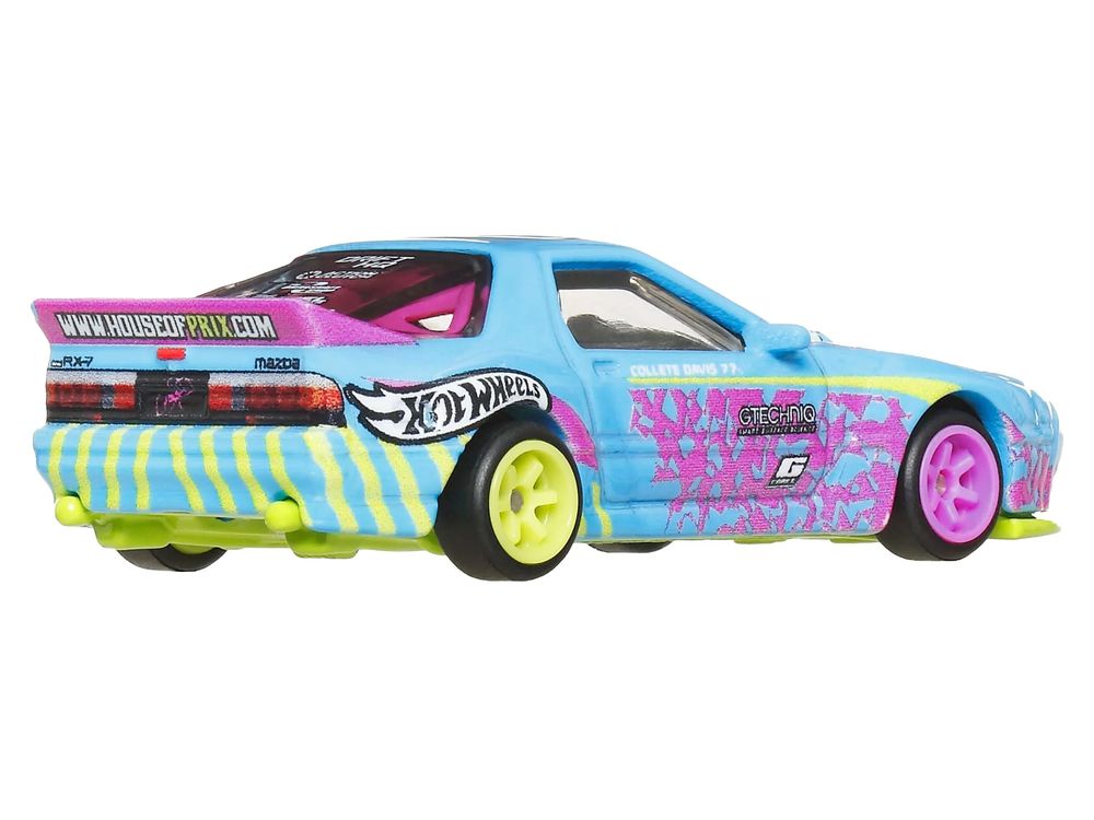 Mazda RX7 FC PANDEM Blue with Graphics "Silhouettes" Series Diecast Model Car by Hot Wheels view 3