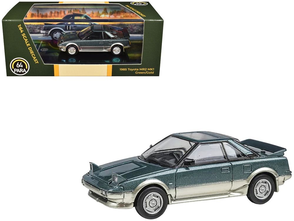 1985 Toyota MR2 MK1 Green Metallic and Gold with Sunroof 1/64 Diecast Model Car by Paragon Models