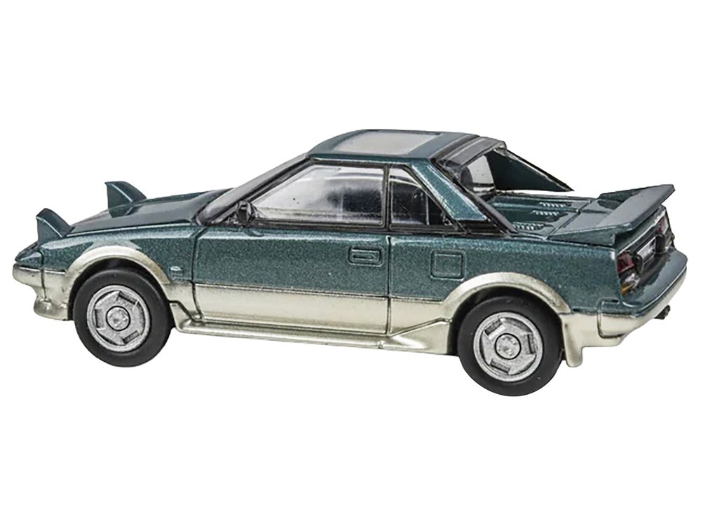 1985 Toyota MR2 MK1 Green Metallic and Gold with Sunroof 1/64 Diecast Model Car by Paragon Models view 2