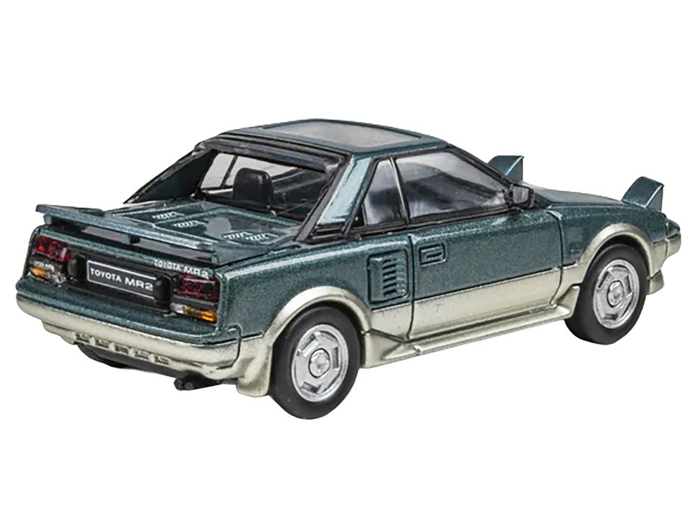1985 Toyota MR2 MK1 Green Metallic and Gold with Sunroof 1/64 Diecast Model Car by Paragon Models view 3