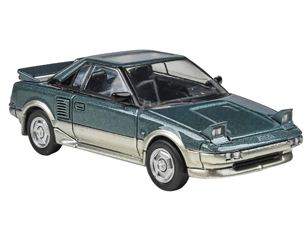 1985 Toyota MR2 MK1 Green Metallic and Gold with Sunroof 1/64 Diecast Model Car by Paragon Models view 4
