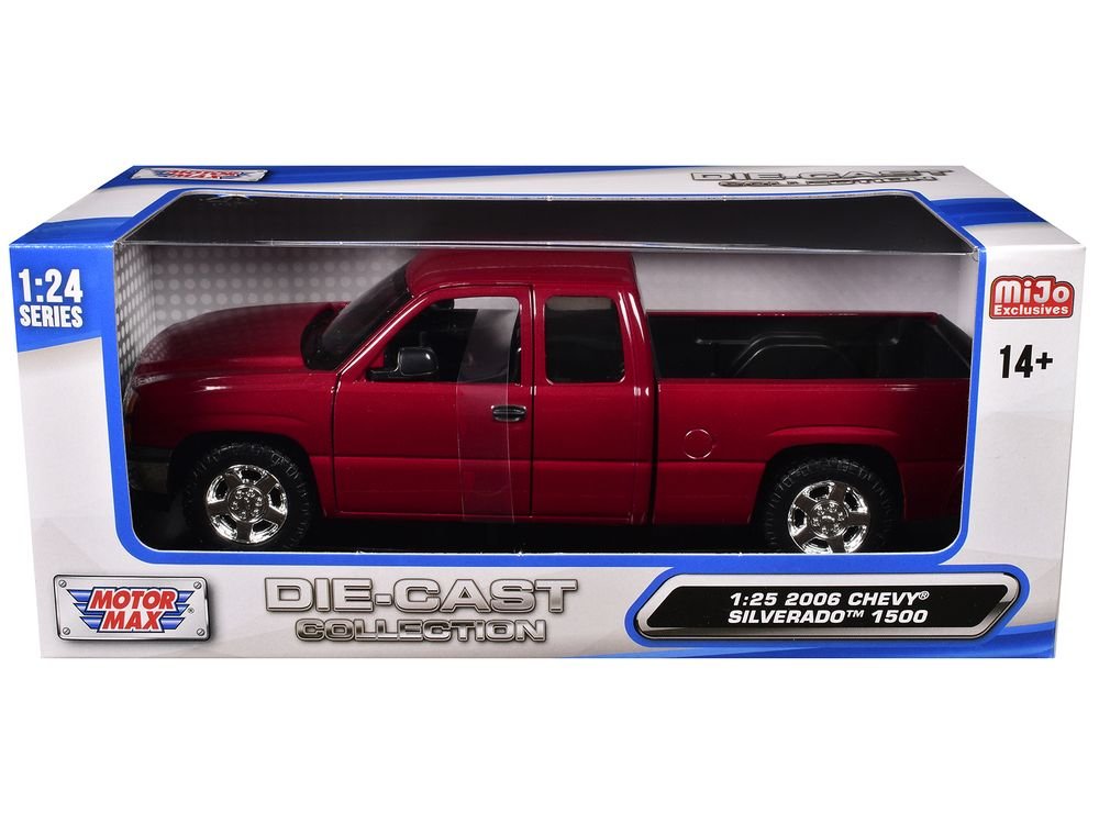 2006 Chevrolet Silverado 1500 Pickup Truck Red Metallic "Die-Cast Collection" Series 1/25 Diecast Model Car by Motormax view 3