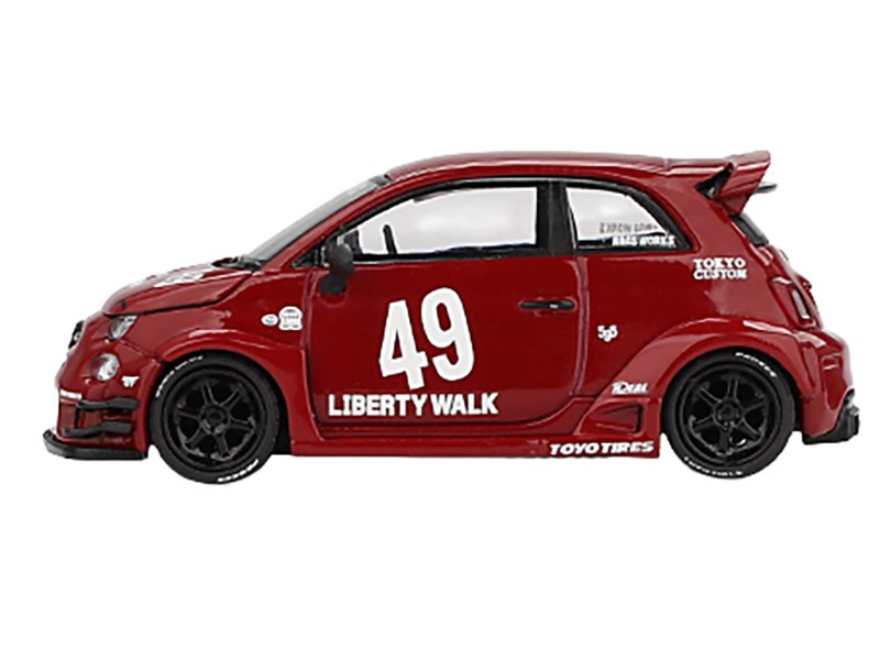 ABARTH 595 #49 "LB-Works x Abas Works" Red Limited Edition 1/64 Diecast Model Car by Mini GT view 2