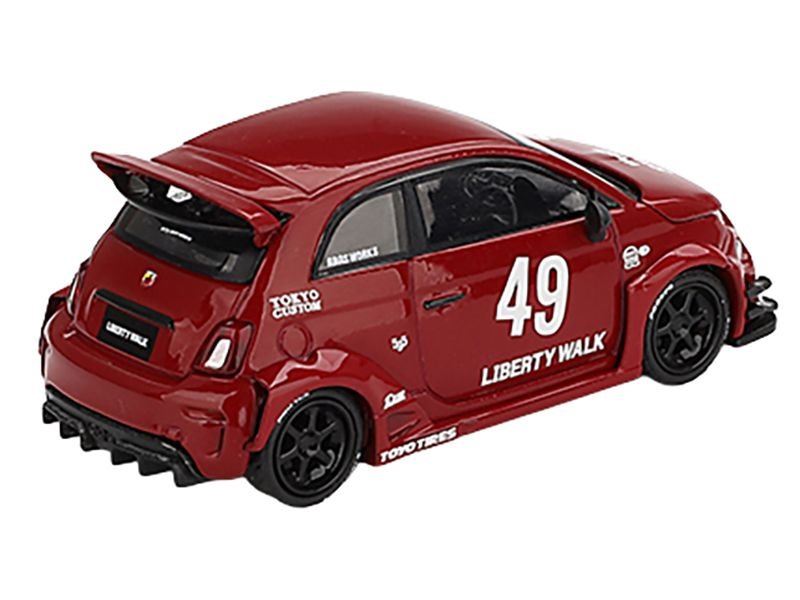 ABARTH 595 #49 "LB-Works x Abas Works" Red Limited Edition 1/64 Diecast Model Car by Mini GT view 3