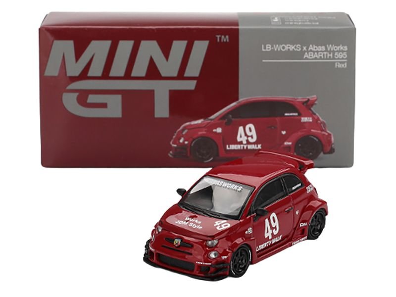ABARTH 595 #49 "LB-Works x Abas Works" Red Limited Edition 1/64 Diecast Model Car by Mini GT view 4